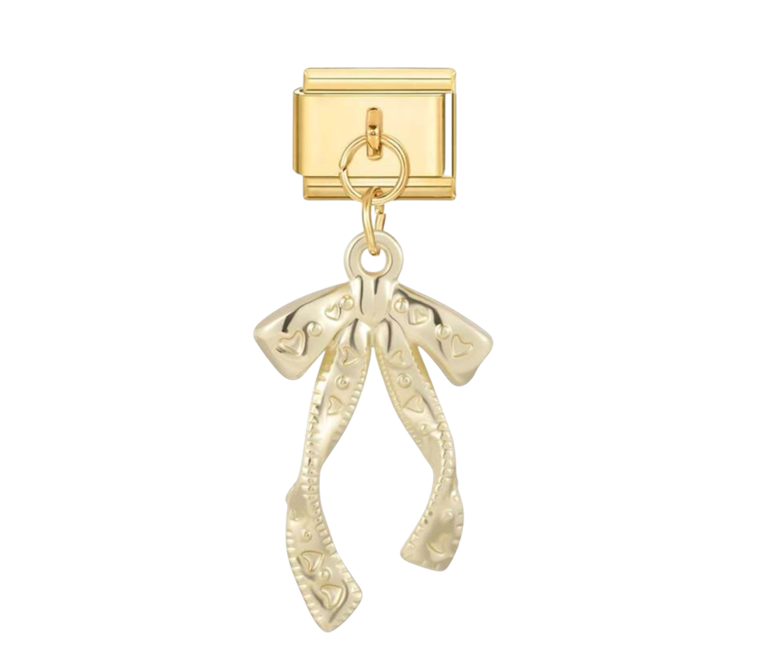 Dangling long bow charm